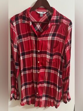 Old Navy Red Plaid Button-Down Shirt for Women